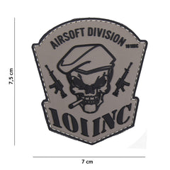 Emblema 3D PVC Airsoft Division 101 INC Gri - Afișează-ți Identitatea Tactică