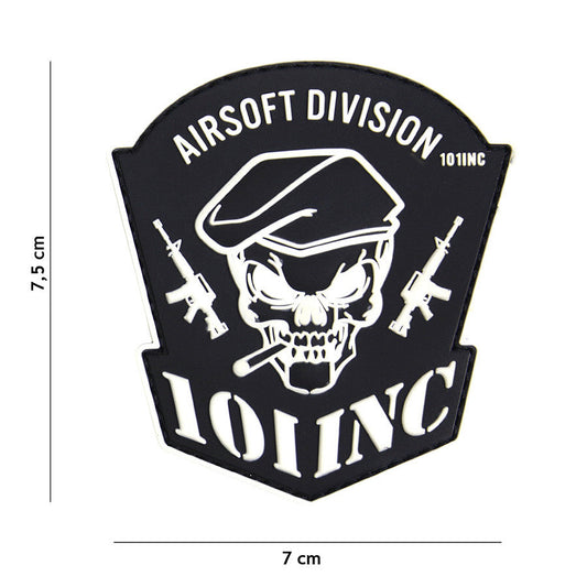 Emblema 3D PVC Airsoft Division Negru 101 INC - Afirmă-ți Identitatea