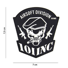 Emblema 3D PVC Airsoft Division Negru 101 INC - Afirmă-ți Identitatea