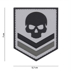 Emblema 3D PVC Belgia Skull Gri - Personalizare Rezistentă
