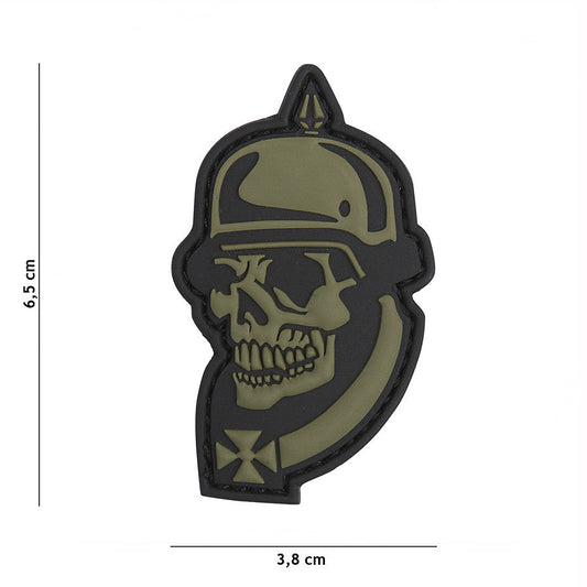 Emblema 3D PVC Craniu WW I Verde - Afirmă-ți Spiritul Războinic