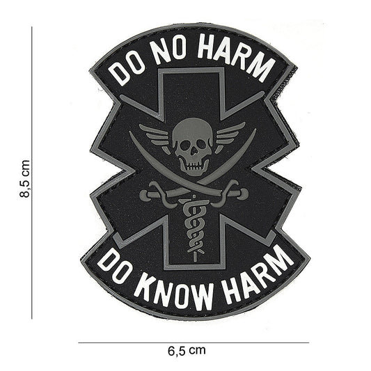 Emblema 3D PVC "Do no harm" Negru - Mesaj Clar, Aderență Sigură