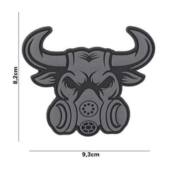 Emblema 3D PVC Gasmask Bull Gri - Afirmă-ți Atitudinea Tactica