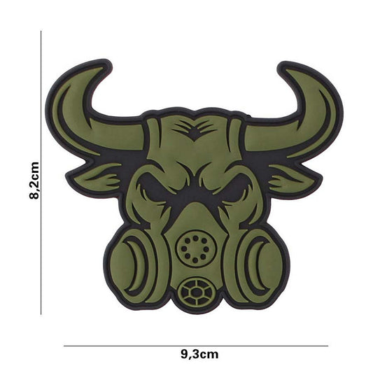 Emblema 3D PVC Gasmask Bull Verde - Afirma-ti Identitatea Tactica