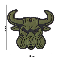 Emblema 3D PVC Gasmask Bull Verde - Afirma-ti Identitatea Tactica