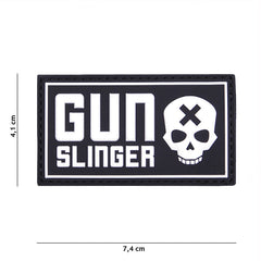 Emblema 3D PVC Gun Slinger Skull Negru - Afirmă-ți Atitudinea Tactica