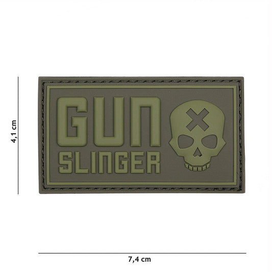 Emblema 3D PVC Gun slinger skull Verde - Marjează-ți Stilul Tactic