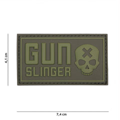 Emblema 3D PVC Gun slinger skull Verde - Marjează-ți Stilul Tactic
