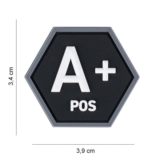 Emblema 3D PVC Hexagon Sânge A+ Pozitiv - Identificare Rapidă Vitală