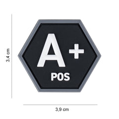 Emblema 3D PVC Hexagon Sânge A+ Pozitiv - Identificare Rapidă Vitală