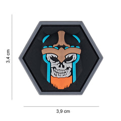 Emblema 3D PVC Hexagon Skull Viking - Afirmă-ți Spiritul Războinic