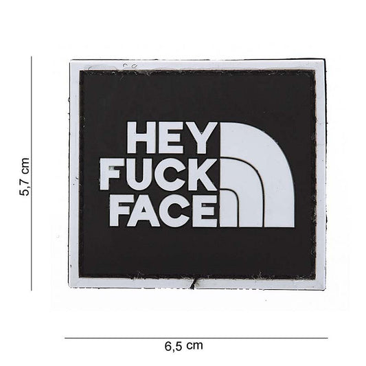 Emblema 3D PVC Hey Fuck Face #12044 Negru - Declarație Fără Compromis