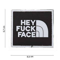 Emblema 3D PVC Hey Fuck Face #12044 Negru - Declarație Fără Compromis