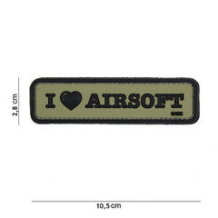 Emblema 3D PVC I love Airsoft #16071 Verde - Exprimă Pasiunea Ta