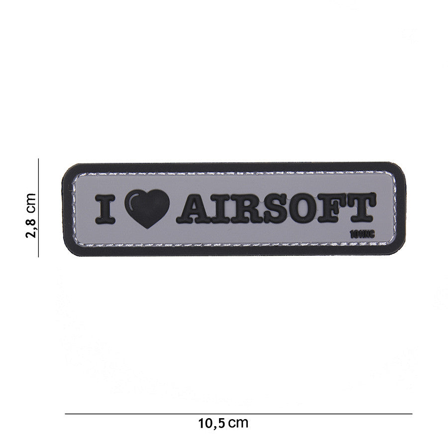 Emblema 3D PVC I love Airsoft Gri - Declară-ți Pasiunea