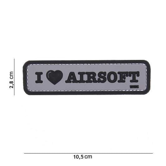 Emblema 3D PVC I love Airsoft Gri - Declară-ți Pasiunea