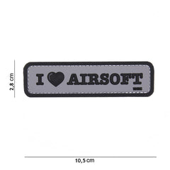 Emblema 3D PVC I love Airsoft Gri - Declară-ți Pasiunea