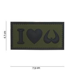 Emblema 3D PVC I love boobies Groen - Mesaj Direct, Atitudine Indomită