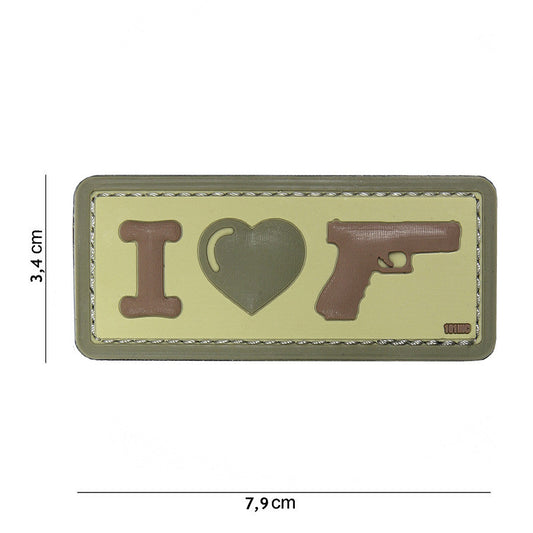 Emblema 3D PVC I Love my sidearm Coyote - Afirmă-ți Pasiunea Tactică