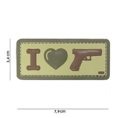 Emblema 3D PVC I Love my sidearm Coyote - Afirmă-ți Pasiunea Tactică