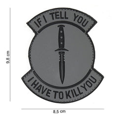 Emblema 3D PVC If I tell you Gri/Negru - Mesajul Tăcerii Elitiste