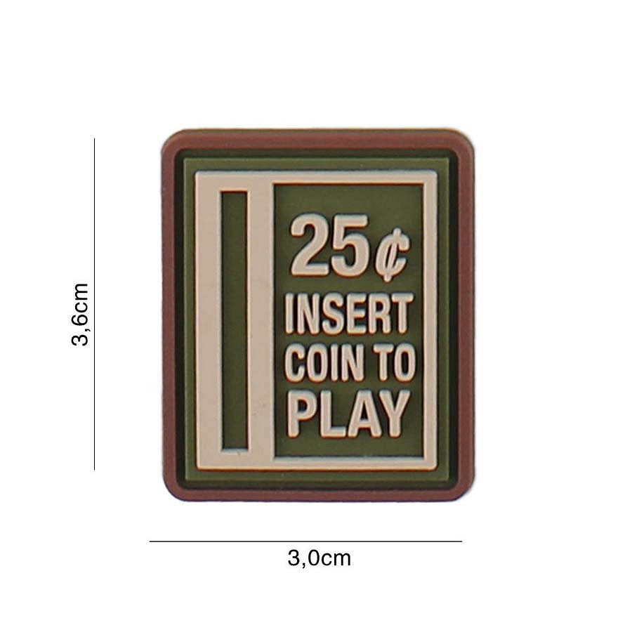 Emblema 3D PVC Insert Coin to Play Verde - Afirmă-ți Atitudinea Tactica