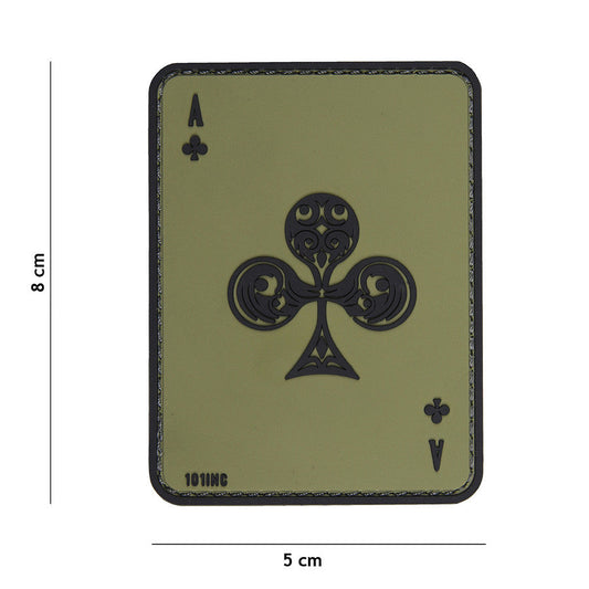 Emblema 3D PVC Klaver Aas Verde - Distincție Tactica Robustă