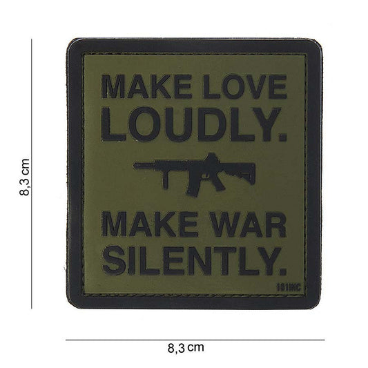 Emblema 3D PVC Make love loudly Verde - Mesaj Clar, Atitudine Ferma