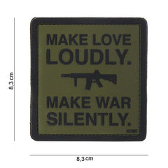 Emblema 3D PVC Make love loudly Verde - Mesaj Clar, Atitudine Ferma