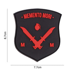 Emblema 3D PVC Memento Mori Shield Dolk Negru/Roșu - Simbol Personal și Motivație