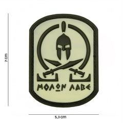 Emblema 3D PVC Molon Labe Spartan WHITE - Afirmă-ți Curajul, Fără Cuvinte