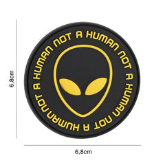 Emblema 3D PVC Not human #9070 Negru/Galben - Exprimă-ți Atitudinea Tactică