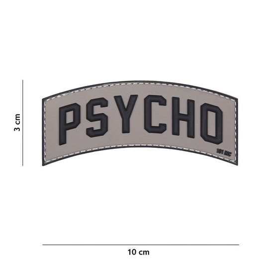 Emblemă 3D PVC "Psycho" - Gri | Velcro, Rezistent