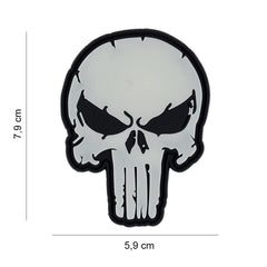 Emblema 3D PVC Punish Skull Glow in the Dark - Identitate Tactică Nocturnă