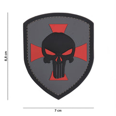 Emblema 3D PVC Punisher Cruce Gri - Afișează-ți Forța Tactică