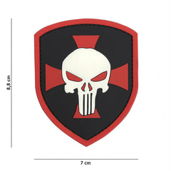 Emblema 3D PVC Punisher Cruce Roșie - Afirmă-ți Forța