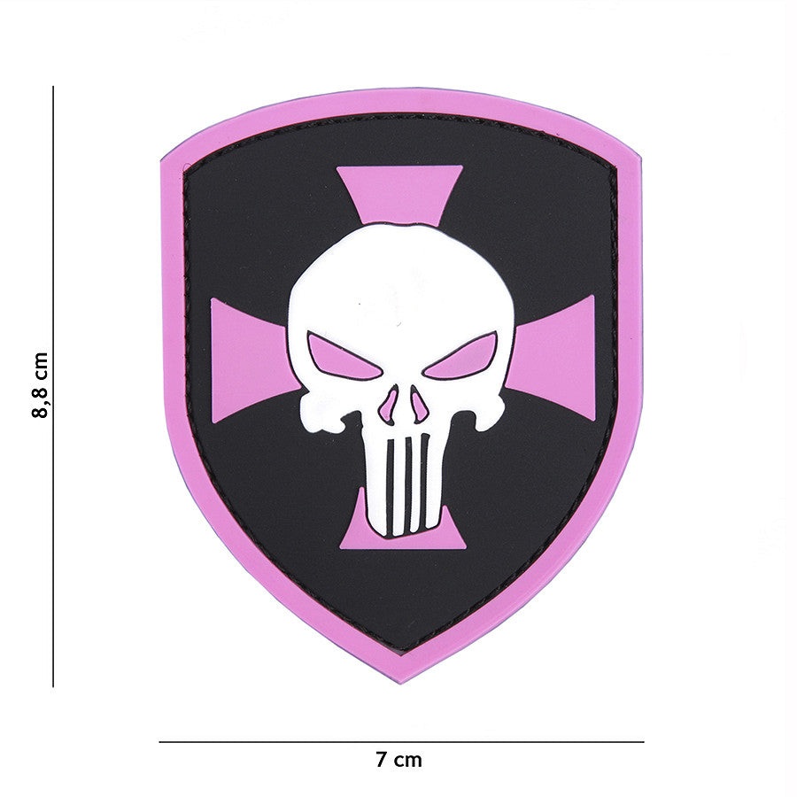 Emblema 3D PVC Punisher Cruz Roz - Afirmă-ți Atitudinea Tactică