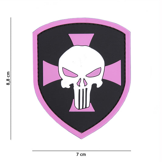Emblema 3D PVC Punisher Cruz Roz - Afirmă-ți Atitudinea Tactică
