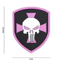 Emblema 3D PVC Punisher Cruz Roz - Afirmă-ți Atitudinea Tactică