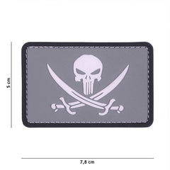 Emblema 3D PVC Punisher Pirate Gri/Alb - Identitate Vizuală Marcantă
