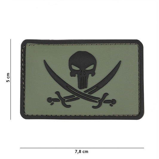 Emblema 3D PVC Punisher Pirate Groen - Afirmă-ți Forța Tactică