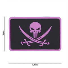 Emblema 3D PVC Punisher Pirate Roze - Afirmă-ți Stilul Tactic