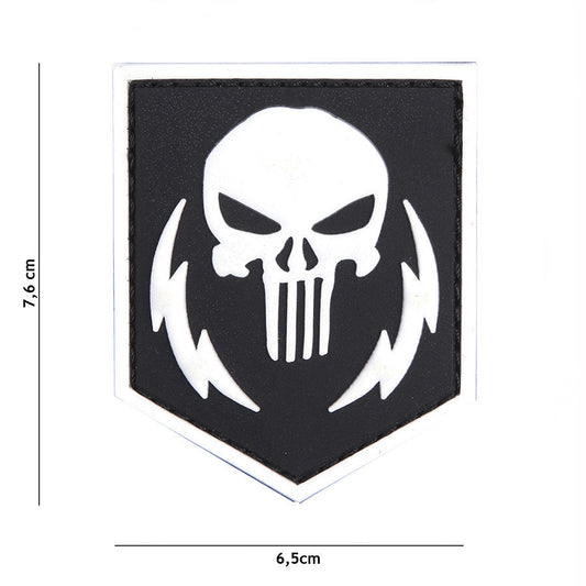 Emblema 3D PVC Punisher Thunder Strokes Alb Tactical Gear - Marchează-ți Teritoriul