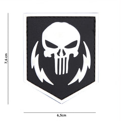 Emblema 3D PVC Punisher Thunder Strokes Alb Tactical Gear - Marchează-ți Teritoriul