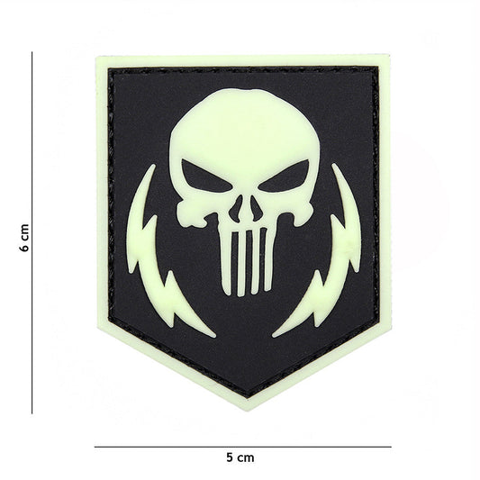 Emblema 3D PVC Punisher Thunder Strokes Glow in Dark - Vizibilitate Tactică Nocturnă
