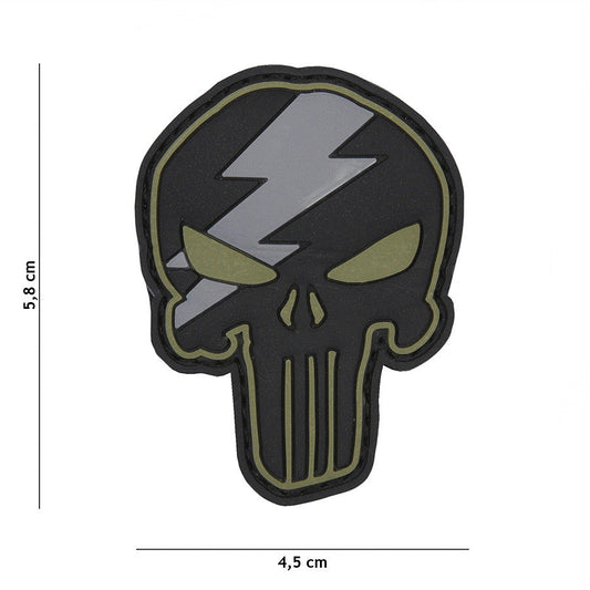 Emblema 3D PVC Punisher Thunder Verde - Afirmă-ți Atitudinea Tactice
