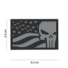 Emblema 3D PVC Punisher USA Vlag Gri - Afirmă-ți Spiritul de Luptător