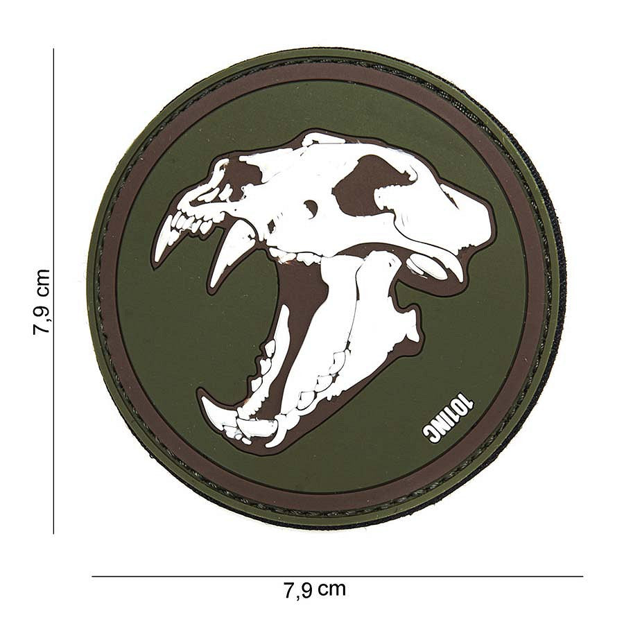 Emblema 3D PVC Sabertooth Tiger Verde - Personalizare Rezistentă și Impactantă
