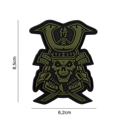 Emblema 3D PVC Samurai Skull Verde - Afirmă-ți Spiritul Războinic