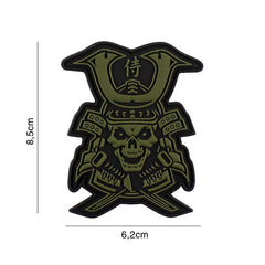 Emblema 3D PVC Samurai Skull Verde - Afirmă-ți Spiritul Războinic